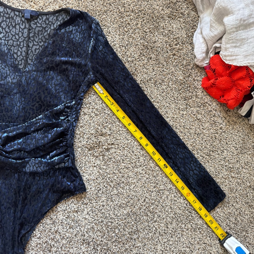 Guess Belinda Animal Print Velvet Long Sleeve Bodysuit - Picture 9 of 13